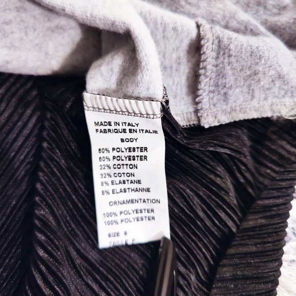 Trame Cut-Out Sleeve Pleated Black and Grey Formal Sweatshirt Made in Italy - Picture 5 of 9